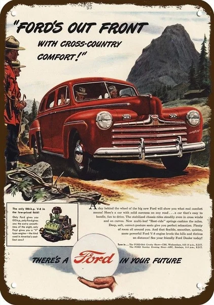 

1946 Ford Car Vintage Look Replica Metal Sign - Royal Canadian Mounted Police