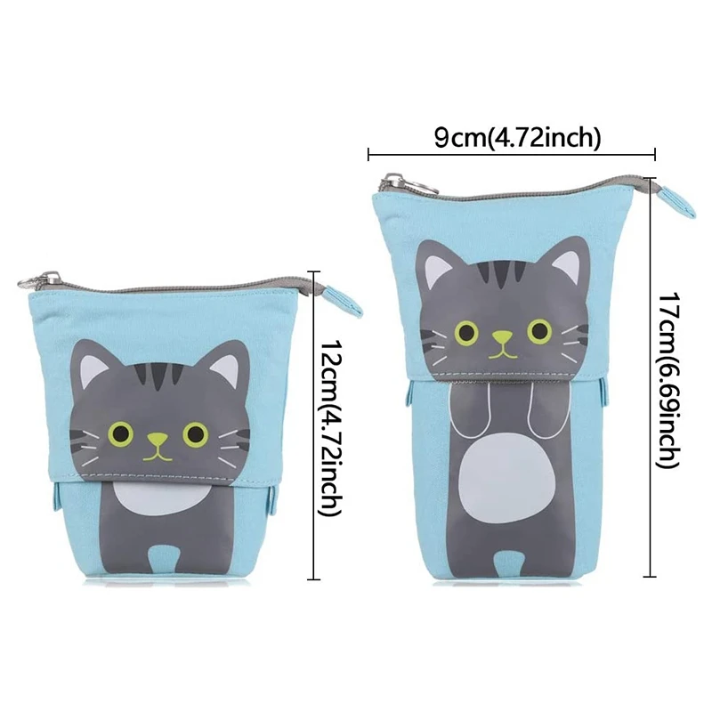 

Transformer Stand Store Pencil Holder Cartoon Cute Cat Telescopic Pencil Case Organizer Pen Case Box Grey Cat