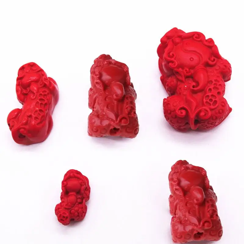 Натуральная киноварь ручной работы Pixiu Очаровательные бусы счастливый амулет