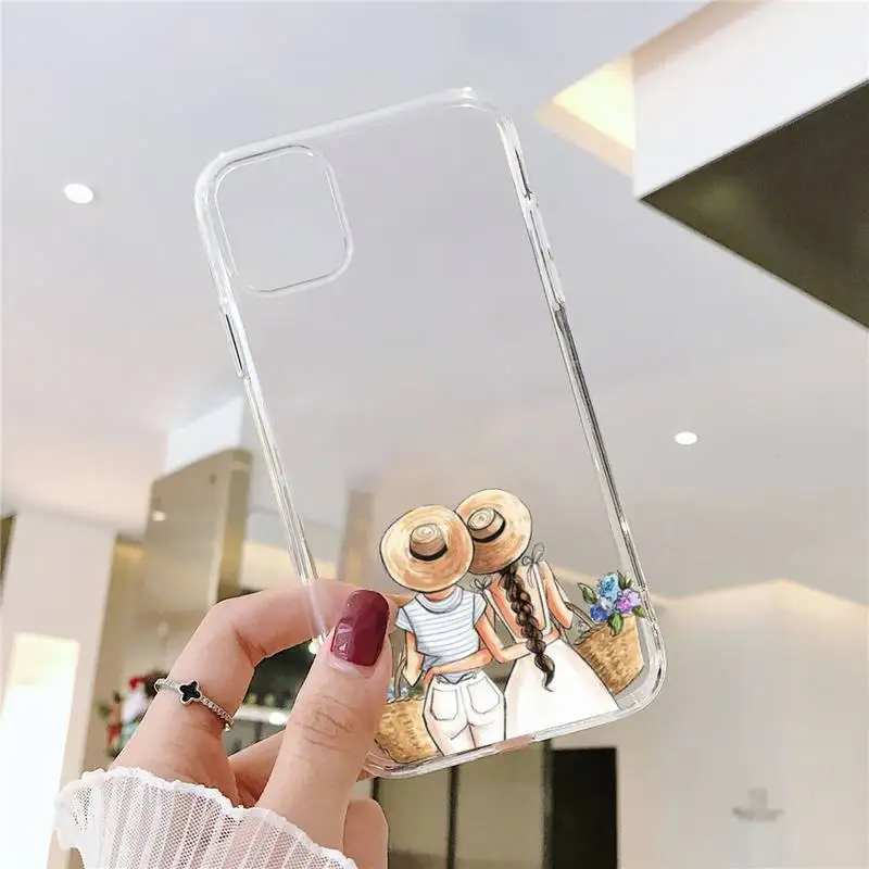 

Best friends Phone Case Transparent soft For iphone 5 5s 5c se 6 6s 7 8 11 12 plus mini x xs xr pro max