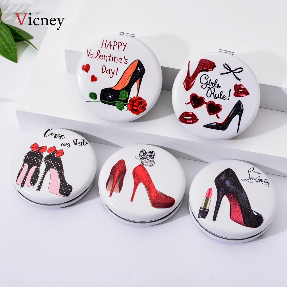 Vicney/Новинка портативное зеркало для макияжа с карманами двухсторонняя модная