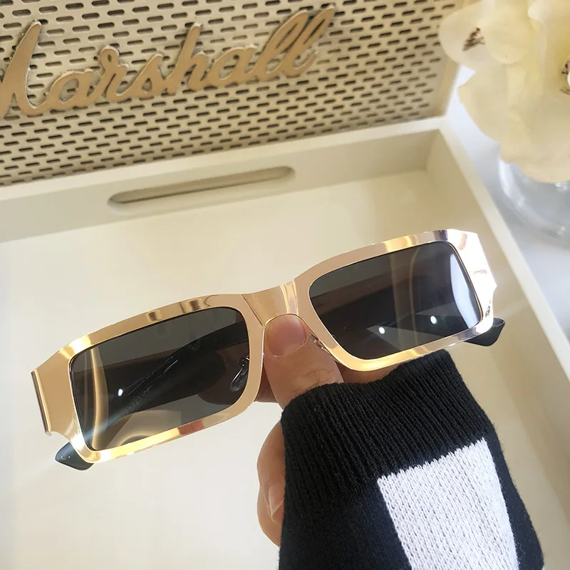 

Unisex Brand Designer Square Sunglasses Women Men Vintage Luxury Narrow Frame Sun Glasses Rectangle Hip Hop Street Shot Glasses