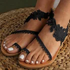 Сандалии TELOTUNY женские, без застежки, плоская подошва, открытый носок, пикантные богемные римские сандалии, уличные пляжные тапочки, черные, лето 2021