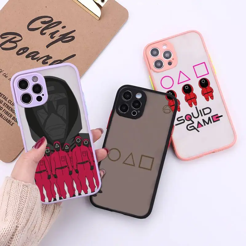 

Squid Game horror tv series Phone Case For iPhone 12 11 Mini Pro XR XS Max 7 8 Plus X Matte transparent Back Cover