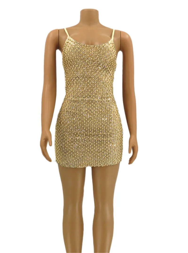 

Sexy Women Sleeveless Strap Pearls Patchwork Dress Clubwear Bodycon Slim Low Cut Party Dress Leotard Short Mini Pencil Dress New