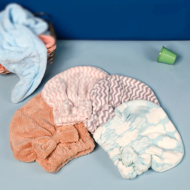 

Hair towel Microfiber towel Beach For bathroom Terry hair wrap Fast drying Shower cap wrapHat Home Textile Solid Quickly