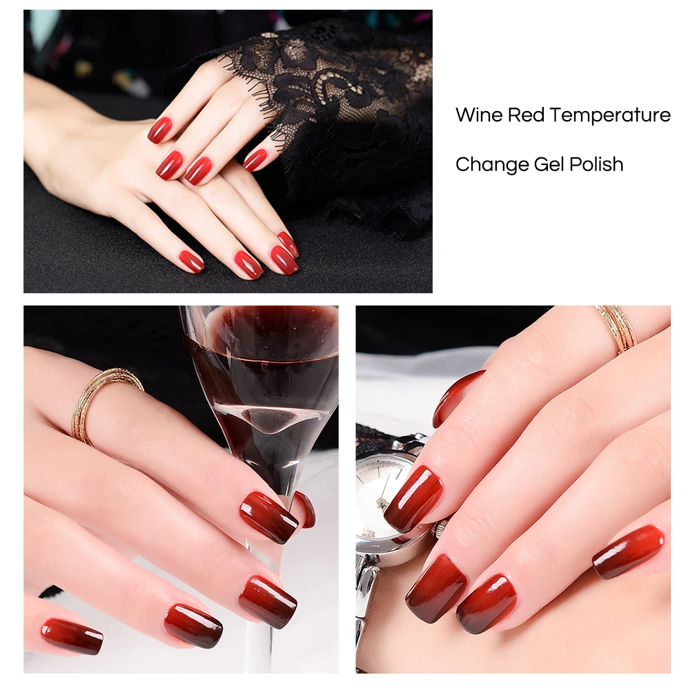 Elite99 цвет красного вина Температура Цвет-изменение гель для ногтей замочить от