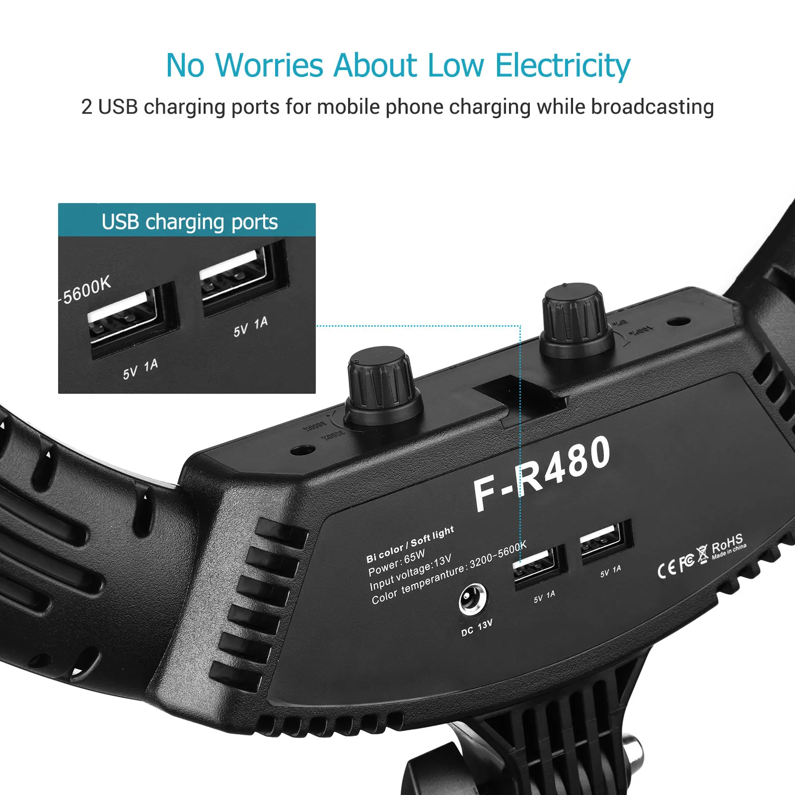 Кольцевой светильник для фотосъемки 18 дюймов двухцветная лампа 3200 5600K с плавной
