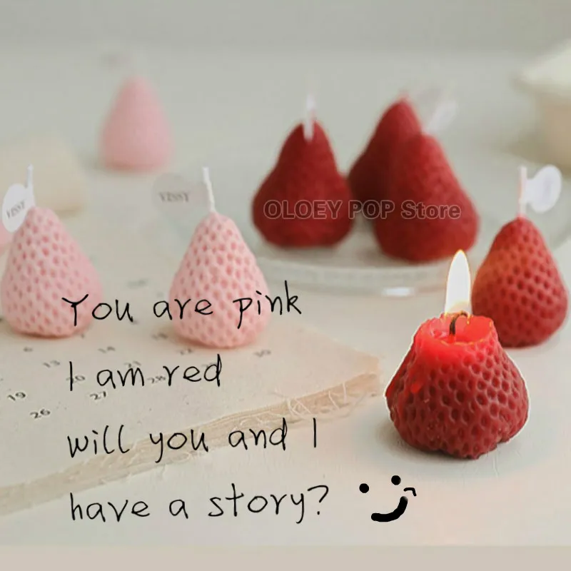 

Soy Wax Strawberry Candle Ornament Party Gift Scented Fruit DIY Home Decor Birthday Relaxing Creative Valentine Day Decorative