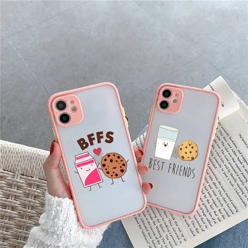 

Cute Milk Biscuits BFF Best Friends Phone Case Matte Transparent for iPhone 7 8 11 12 s mini pro X XS XR MAX Plus cover funda