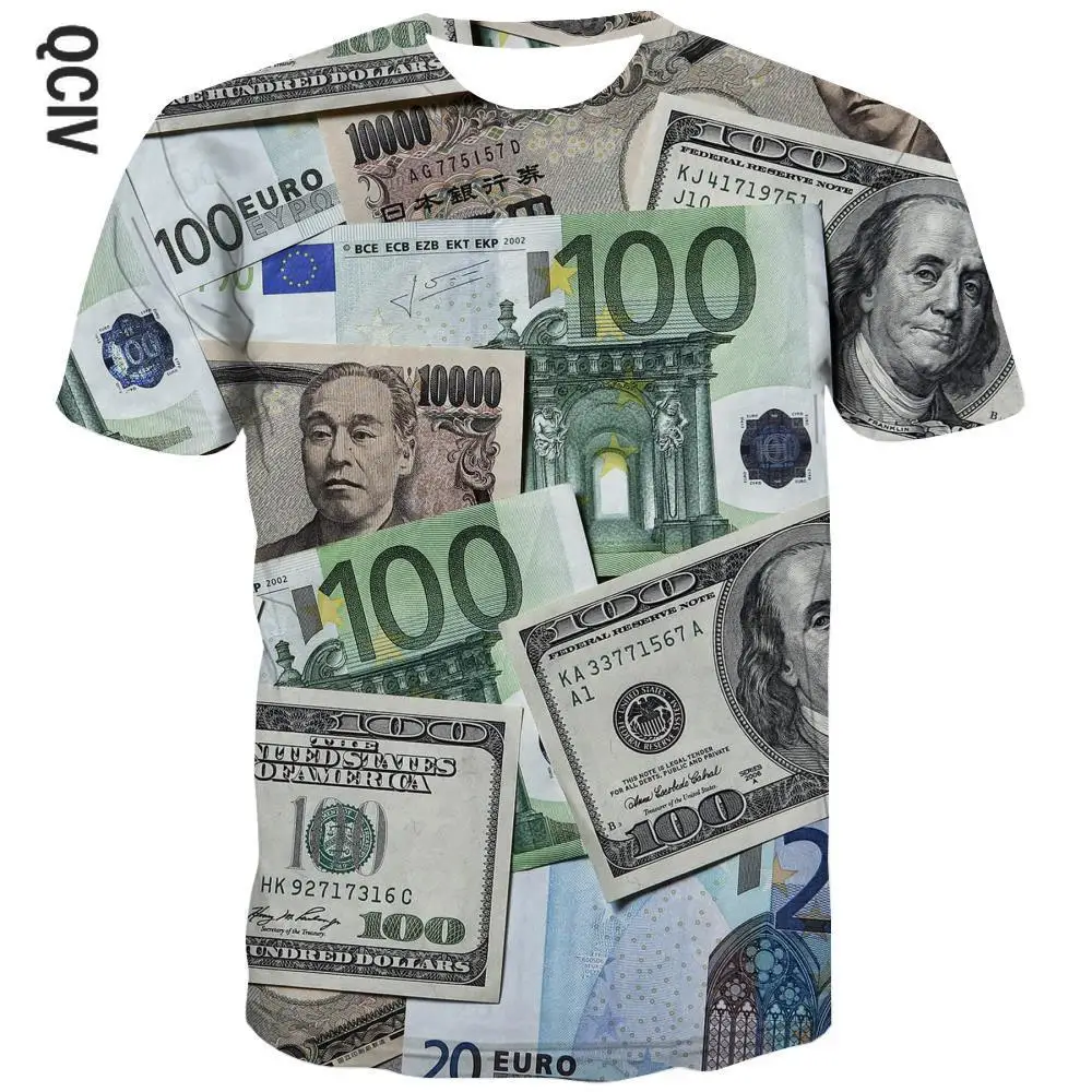Футболка 3d футболка с монетами изображением долларов для мальчиков футболки