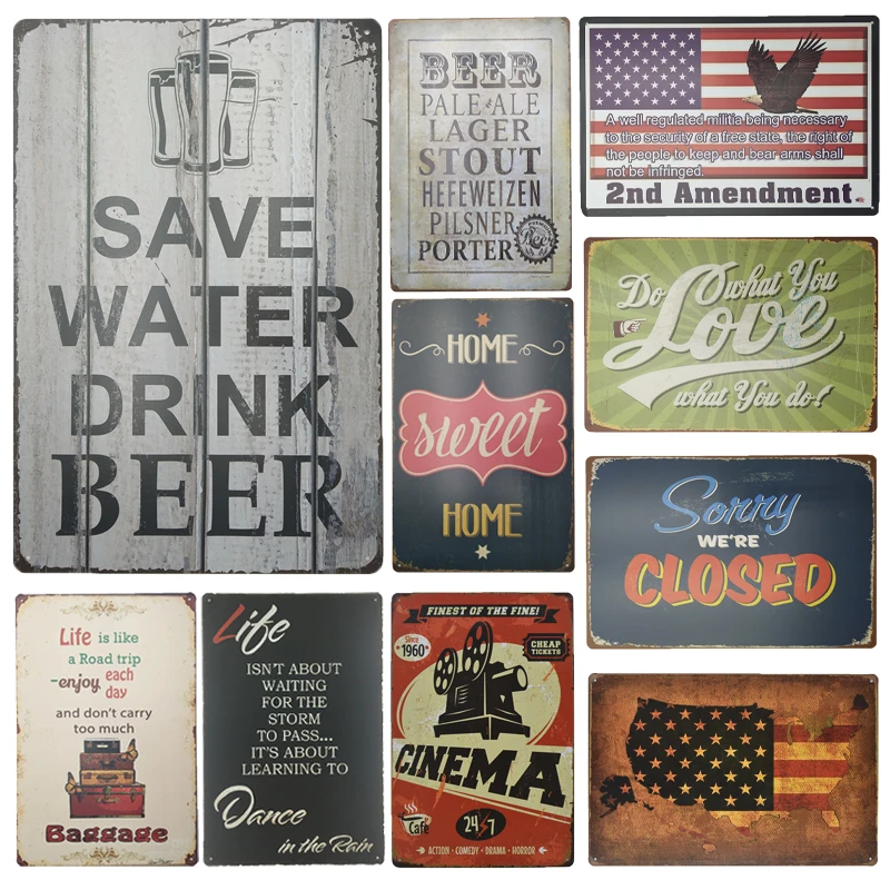 

Vintage Warning Tin Plates Shabby Chic Plate Metal decor For Family Bar Cafe toilet Man cave Personality decoration