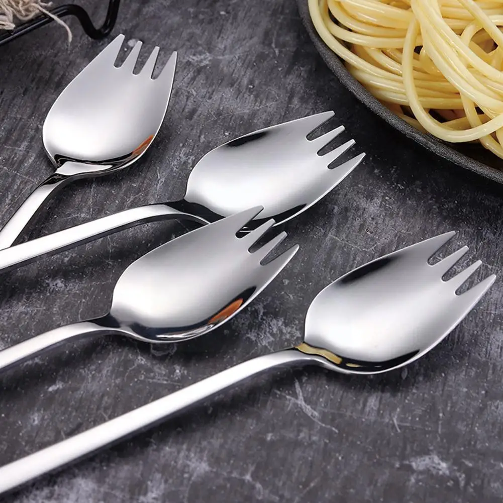 

Spoon Fork Long Handle Salad Spoon Reusable Steel Spork Dessert Spoons Picnic 19*3.5cm Outdoor Dinnerware Gold