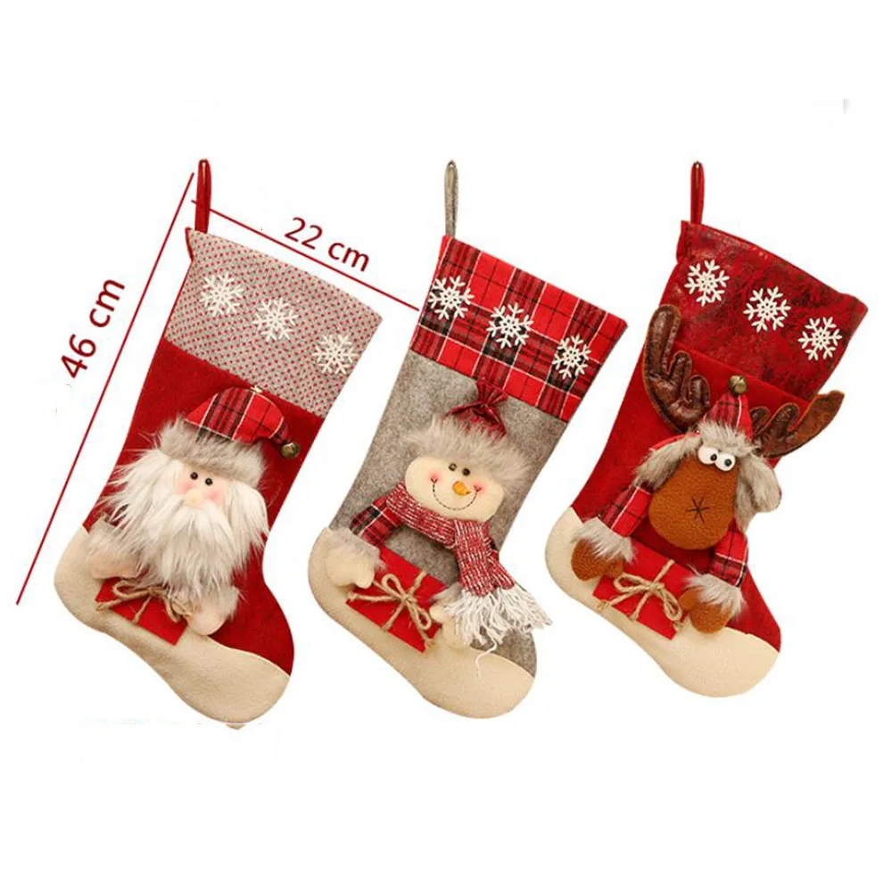 

New Christmas socks gift bags Christmas ornaments large Christmas socks gifts Cartoon pattern candy socks ornaments