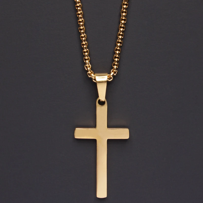 

2020 Fashion New Classic Cross Men Necklace Stainless Steel Chain Pendant Necklace for Men Jewelry Gift