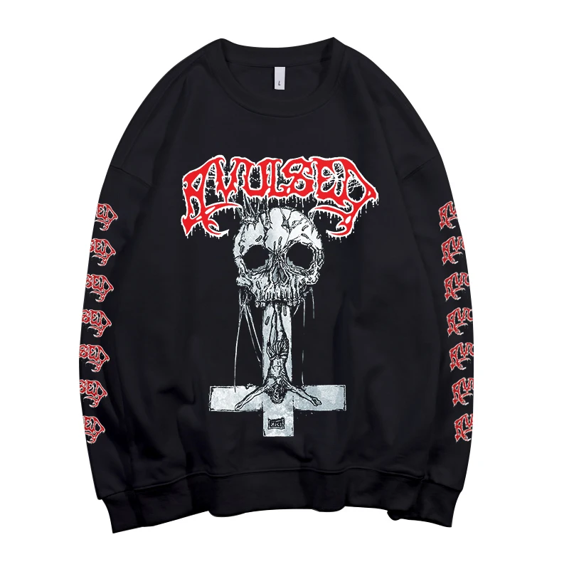 

3 designs Avulsed Skull Corss Deathcore Pollover Sweatshirt rock hoodie heavy metal sudadera rocker streetwear fleece Outerwear