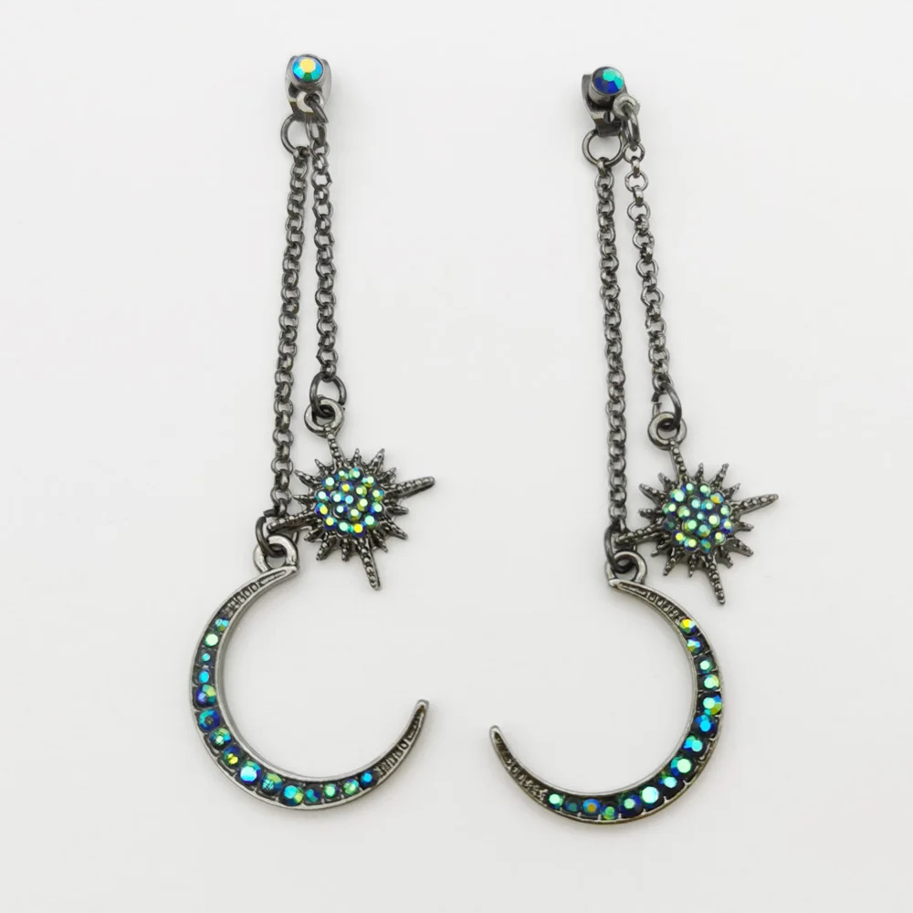 Модные хрустальные серьги-капли Звезды Луны для женщин модные Элегантные