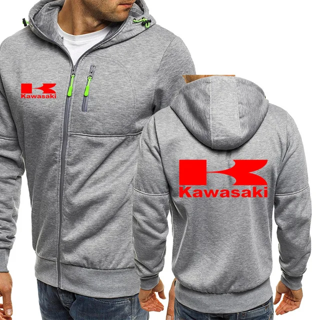 Зимнее пальто толстовки Кавасаки мото Логотип Мужские Повседневные Легкие
