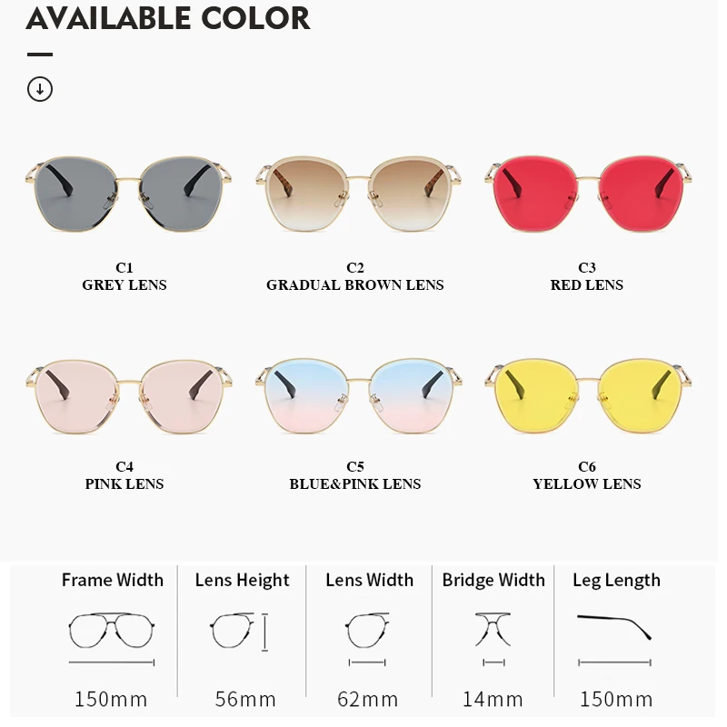 

2020 Chic Ladies Square Round Sunglasses Women Gradient Blue Pink Sun Glasses For Woman Gold Metal Frame Eyewear Female Shades