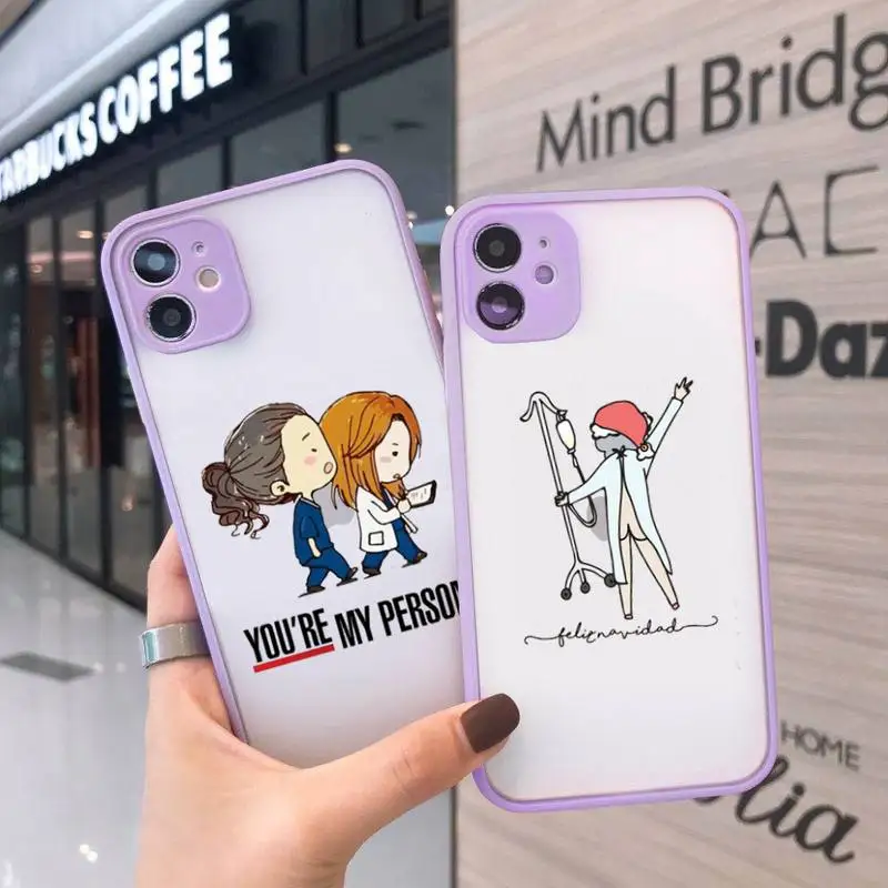 

Greys Anatomy You are my person Phone Case For iPhone 12 11 Mini Pro XR XS Max 7 8 Plus X Matte transparent Purple Back Cover
