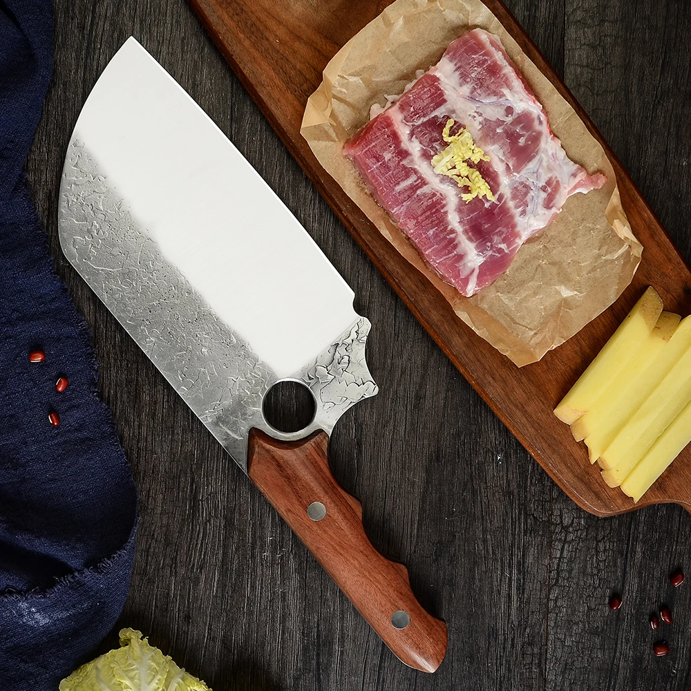 

Chinese Cleaver Handmade Forged Sharp Chopper 5Cr15 Stainless Steel Chef Professional Meat Vege Slicer Chopping Kitchen Knives
