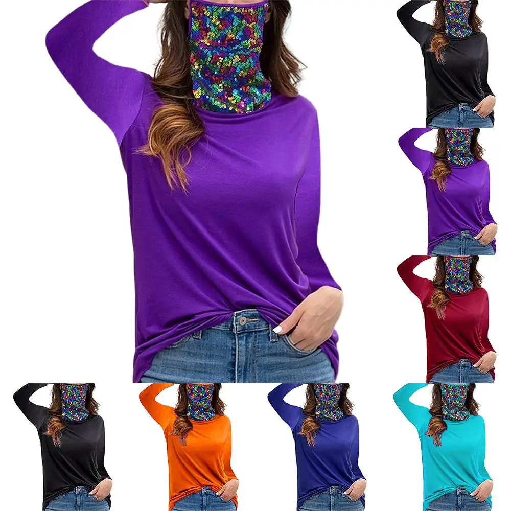 

Women Long Sleeve T Shirt Solid Color Autumn Plus Size Tops Loose Casual Tees