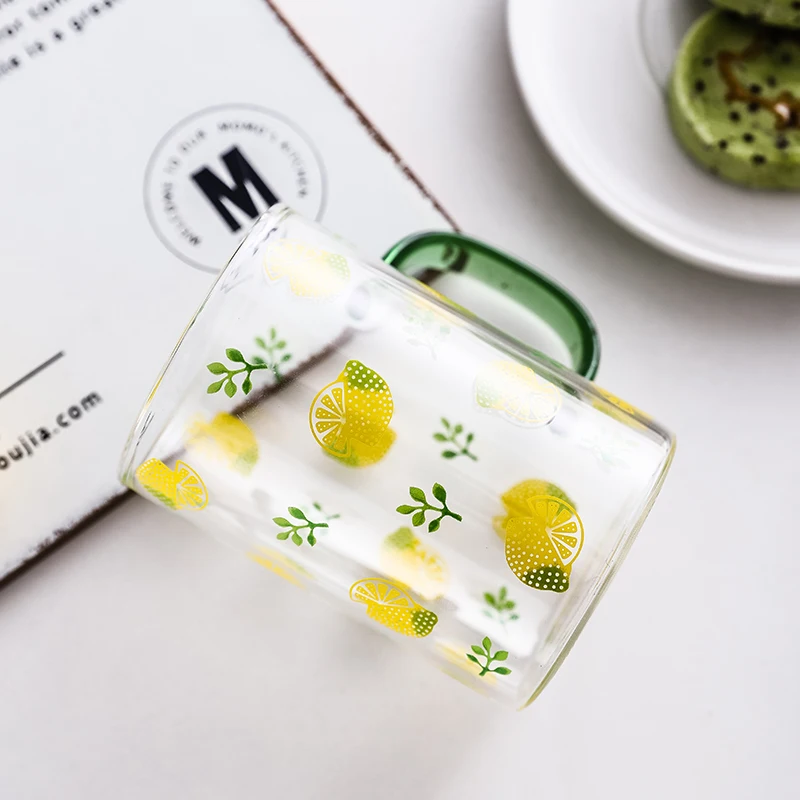 Скандинавские прозрачные кофейные стеклянные кружки с золотой ручкой для сока