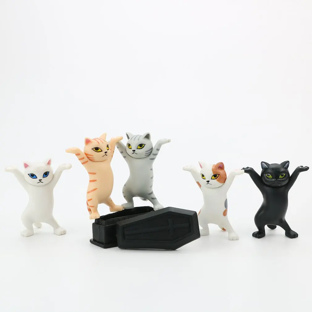 

Cat Pen Holder Black Cat Without Coffin Bracket Dancing Cat Earphone Stand Desktop Display Cute Doll Handmade Decoration