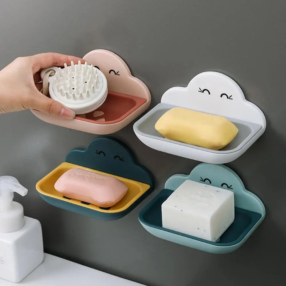 

Nail-free Non-marking Stickers Double-layer Draining Cloud Soap Box to Increase Detachable Kitchen and Bathroom Debris Storage