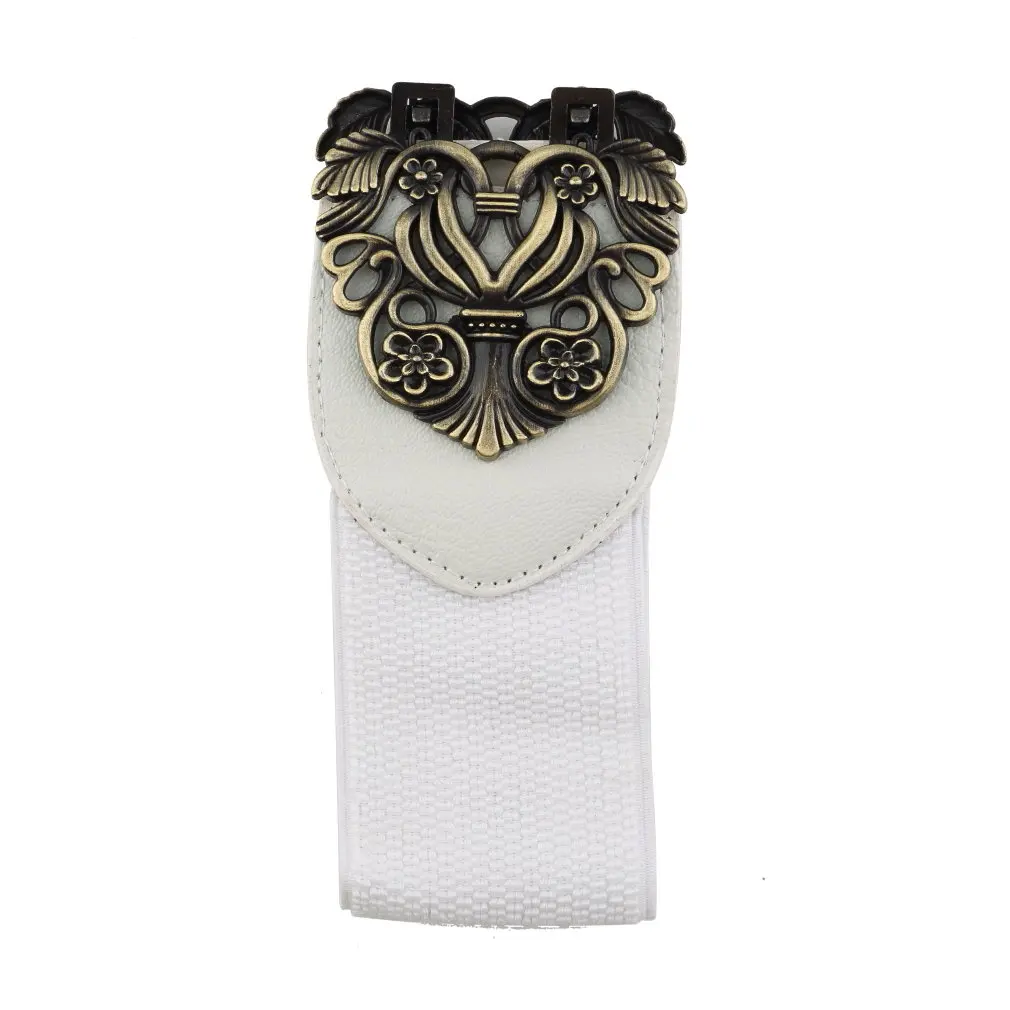 

Women Retro Adjustable Flower Elastic Stretch Buckle Wide Waistband Belt Apparel Hot