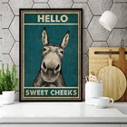 Винтажный постер в стиле ретро Hello Sweet щеки, смешной Ослик холст, настенная живопись для домашнего декора