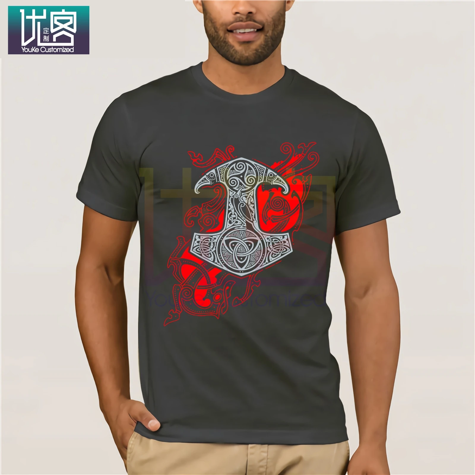 RAVEN S MJOLNIR T-Shirt Vikings Berserk Tees Valhalla O Hals Mannen Veerkrachtig Katoen Korte Mouw Cotton Tee Shirt Present | Мужская
