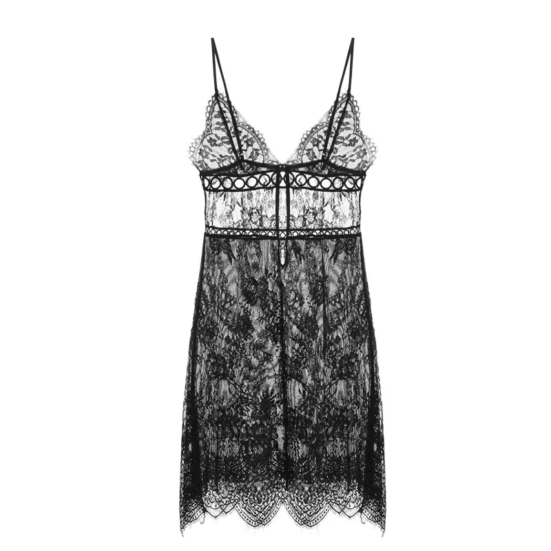 

Women's Lace nightdress perspective braces skirt Nightgown temptation backless Sleepshirts V-neck home clothing Sexy lingerie