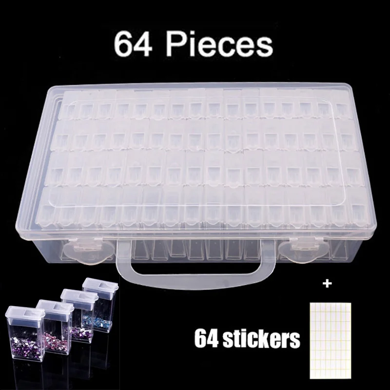 64 шт. пластик 5d алмазная живопись аксессуары для ванной комнаты с контейнер