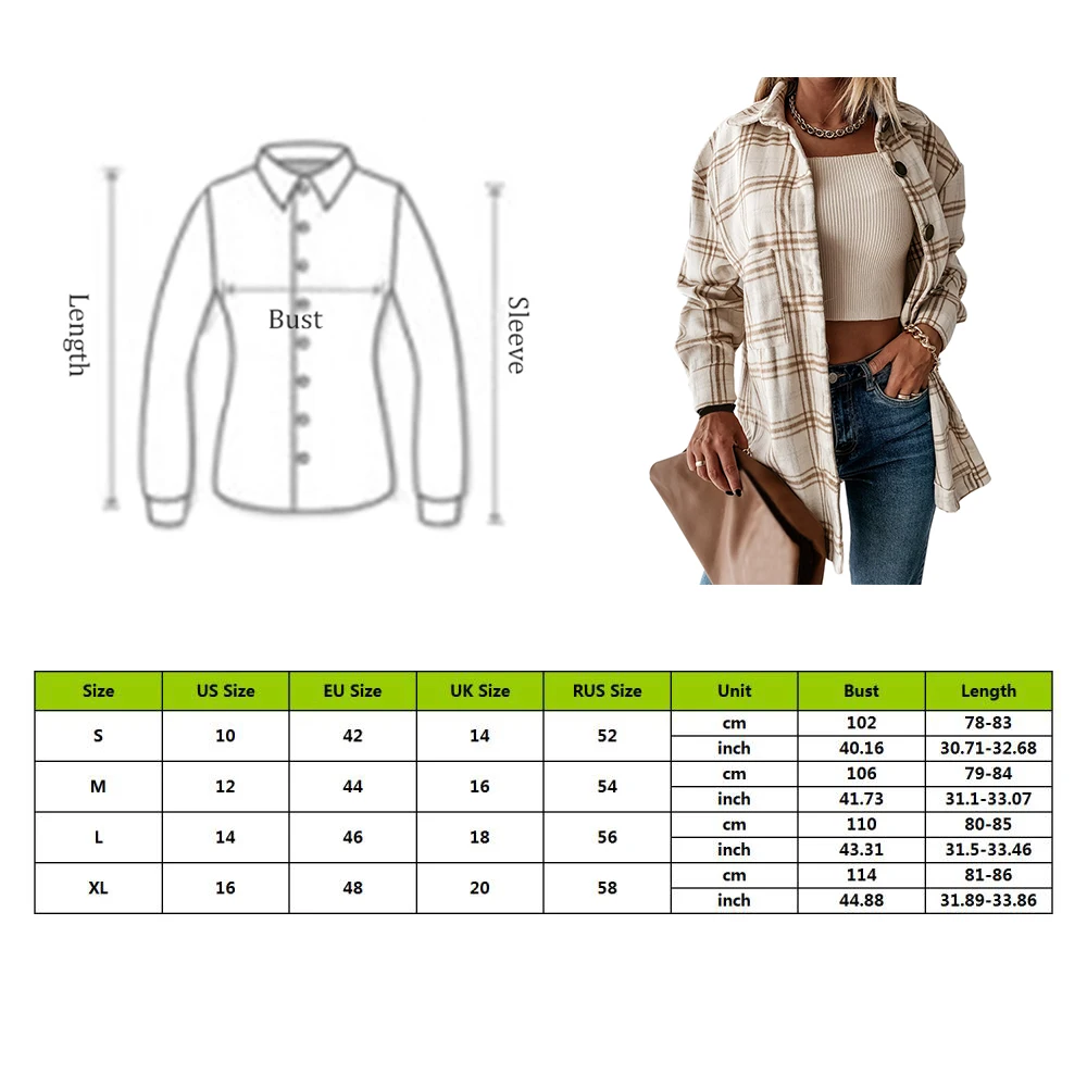 

Women Long Sleeve Plaid Jacket Autumn Winter Oversized Coat 2020 Fashion Loose Outwear Vintage Elegant Top Streetwear ropa mujer