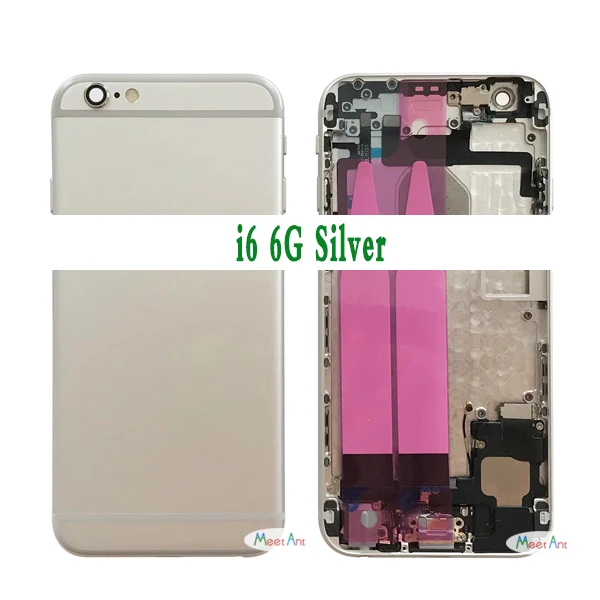 Высокое качество для iphone 6 6G или 6S Задняя средняя рамка Шасси Полный Корпус в сборе крышка батареи задняя дверь с гибким кабелем - Цвет: i6 Silver