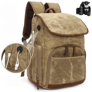 2021 new casual shoulder bag slr camera bag waterproof retro canvas camera storage backpack free global shipping