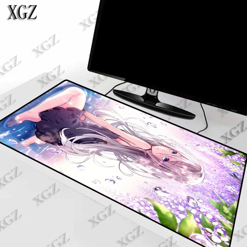 Большой игровой коврик для мыши XGZ 900x40 0/700x30 0/600x300 мм с аниме девушкой фиолетовыми