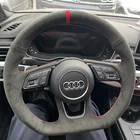 Чехол на руль для Audi A4L  A6L  A3  q5l  Q7  A5  A7TT, черный замшевый, ручная работа, украшение интерьера автомобиля