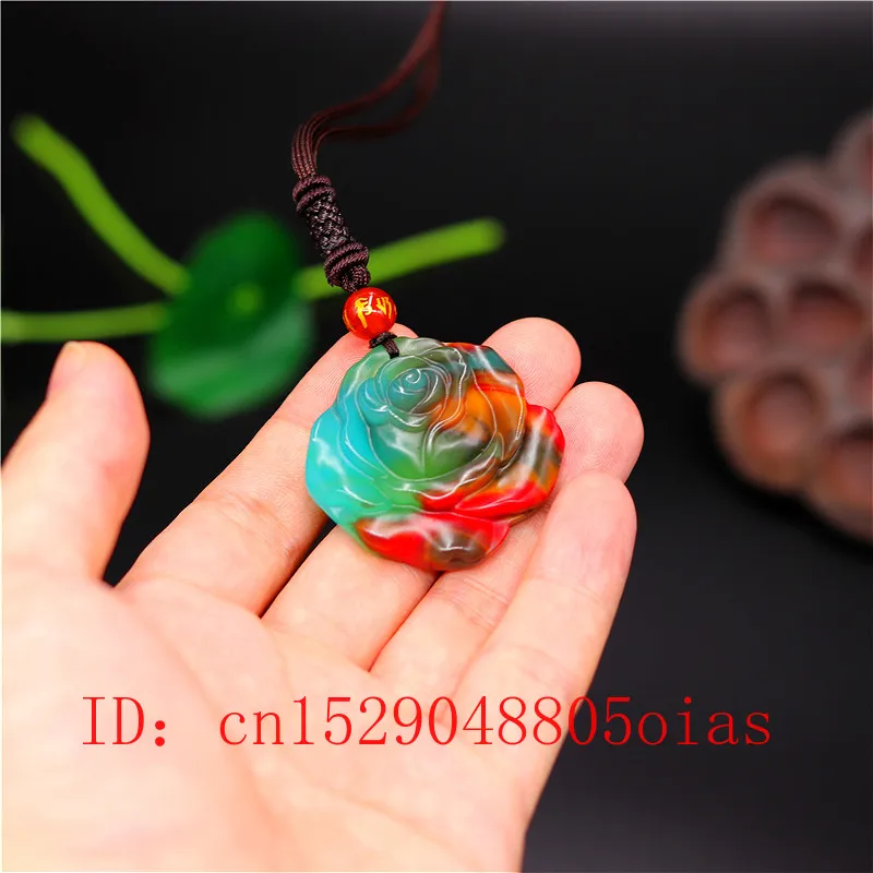 Натуральный Цвет Китайский нефритовый цветок кулон ожерелье модное очарование