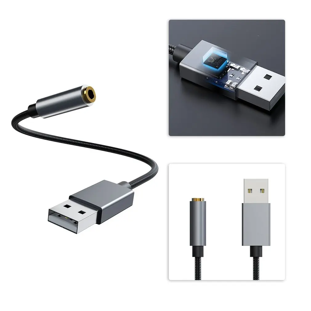 

Цифровой аудиоадаптер USB-A To 3,5 мм, кабель для компьютера, звуковая карта HIFI, аудиоадаптер, USB гарнитура, звуковая карта 2-в-1