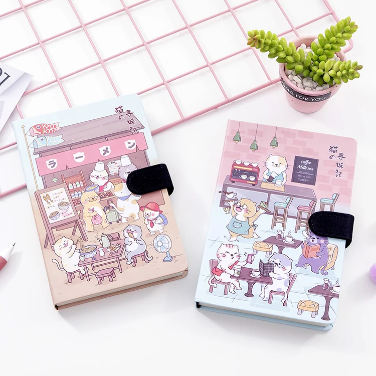 Kawaii записная книжка с магнитной пряжкой милым котом дневник пулями кавайные