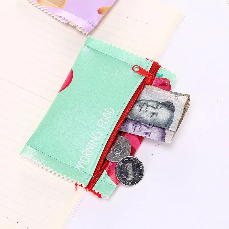 Creative PU Leather Square Cartoon Cookie Bear Coin Purse Korean Style Cute Cartoon Animal Prints Coin Bag Unisex Wallet&Holder
