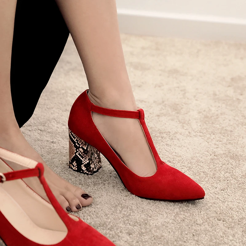 Женские туфли на высоком толстом каблуке лодочки тонком лоскутные с конической