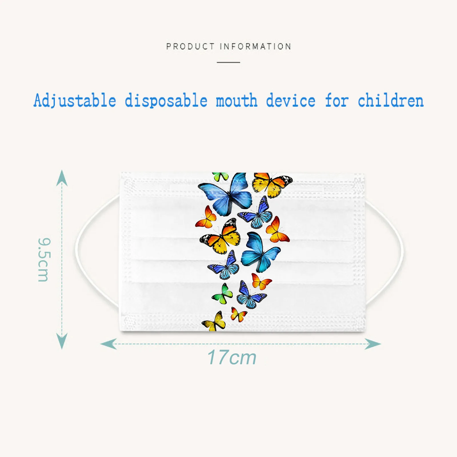 

50PCS Face Mask Adult Women Man Colorful Butterfly Printed Disposable Mouth Mask 3ply Ear Loop Face sheild Cubrebocas