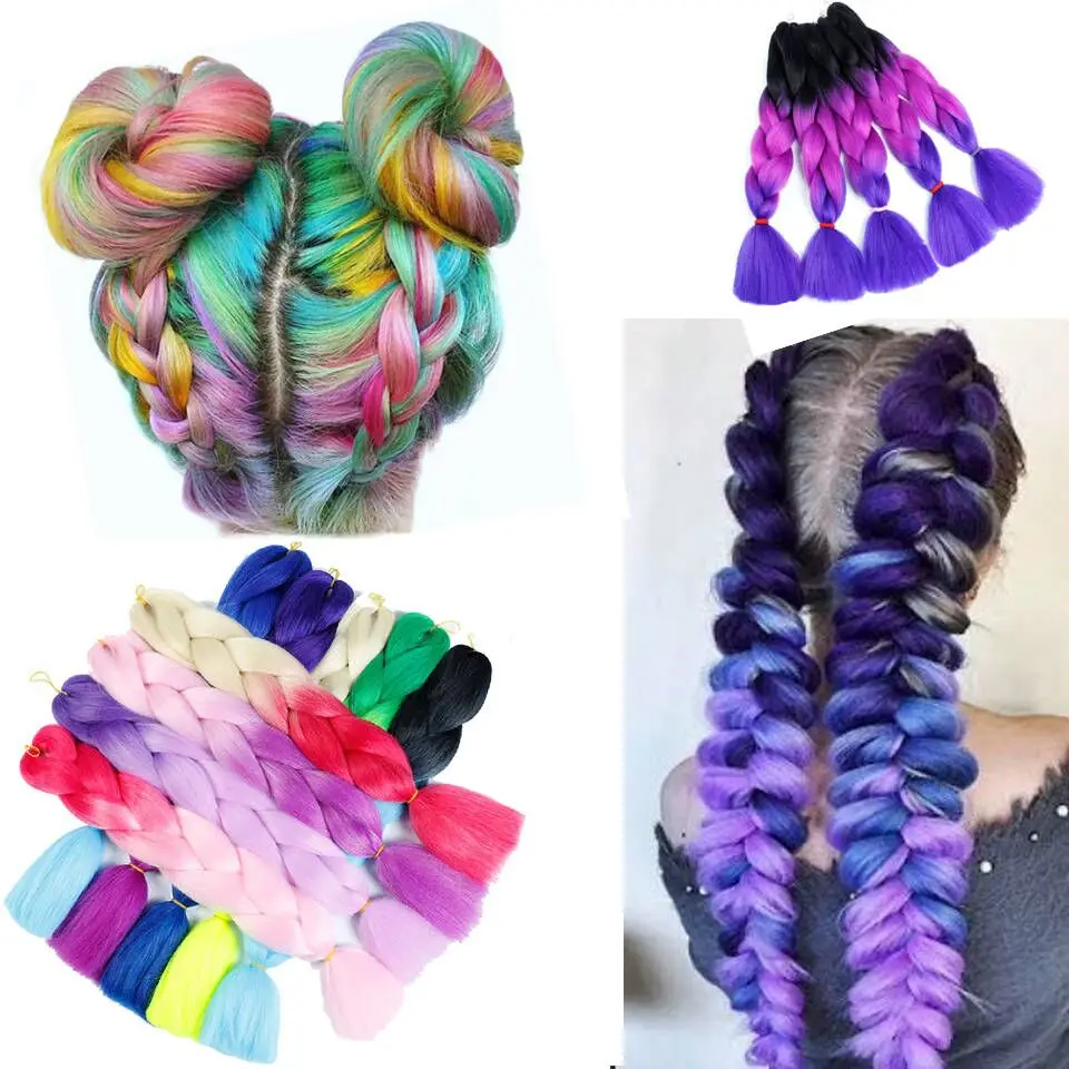 AILIADE 24 дюйма Омбре Бежевые Белые фиолетовые плетеные волосы синтетические