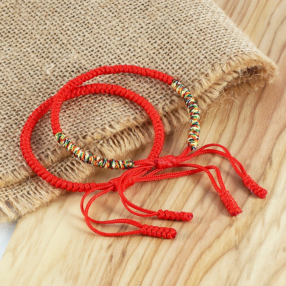 

2Pcs/Set Handmade Multi Color Tibetan Buddhist Braided Bracelet Adjustable Weave Knot Bangle Women Men Best Friend Jewelry Gifts
