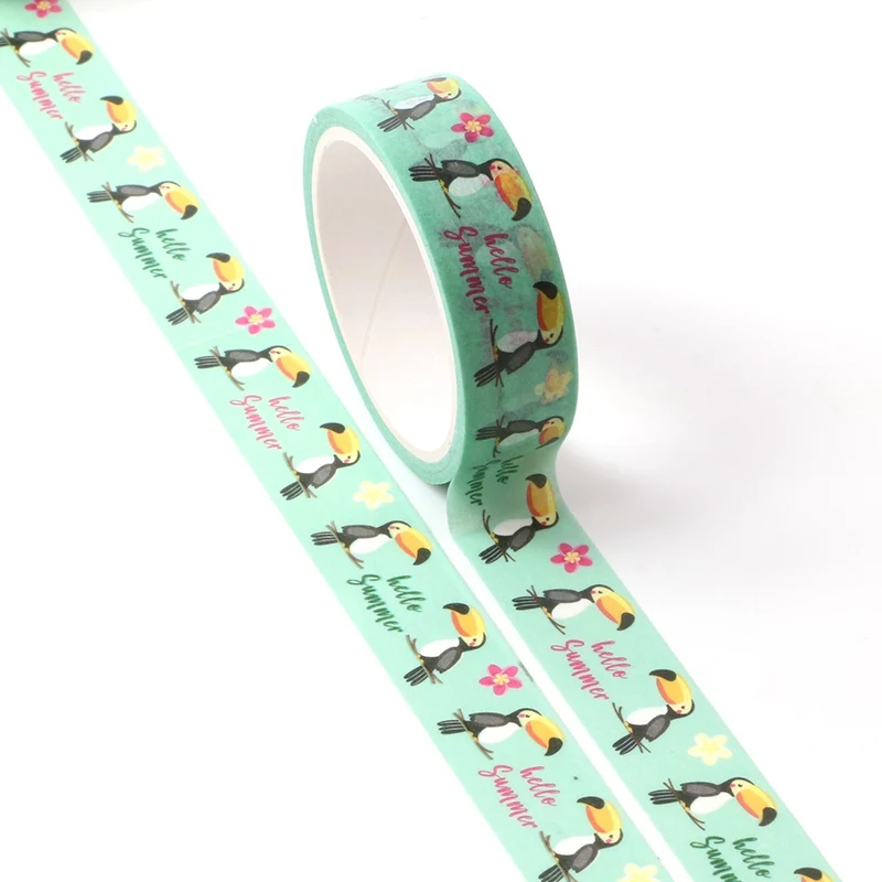 

NEW 1PC Birds and Flower Summer Washi Tape Planner Scrapbooking Cute Cinta Adhesiva Decorativa Masking Tape Japanese Stationery