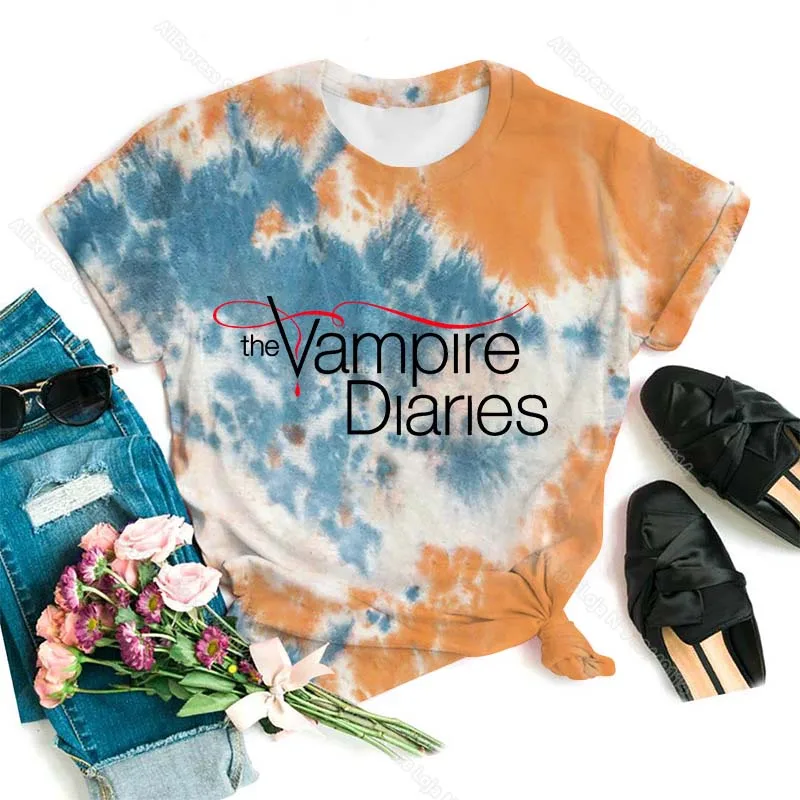 Camisetas de The Vampire Diaries para niña y mujer, camisetas coloridas con estampado 3D, Unisex, camisetas para mujer, camiseta manga corta
