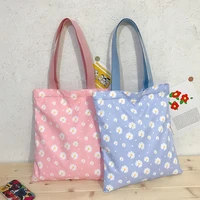 female all match shopping bag casual tote vintage daisy flower women large shoulder bags student girls daily books handbags